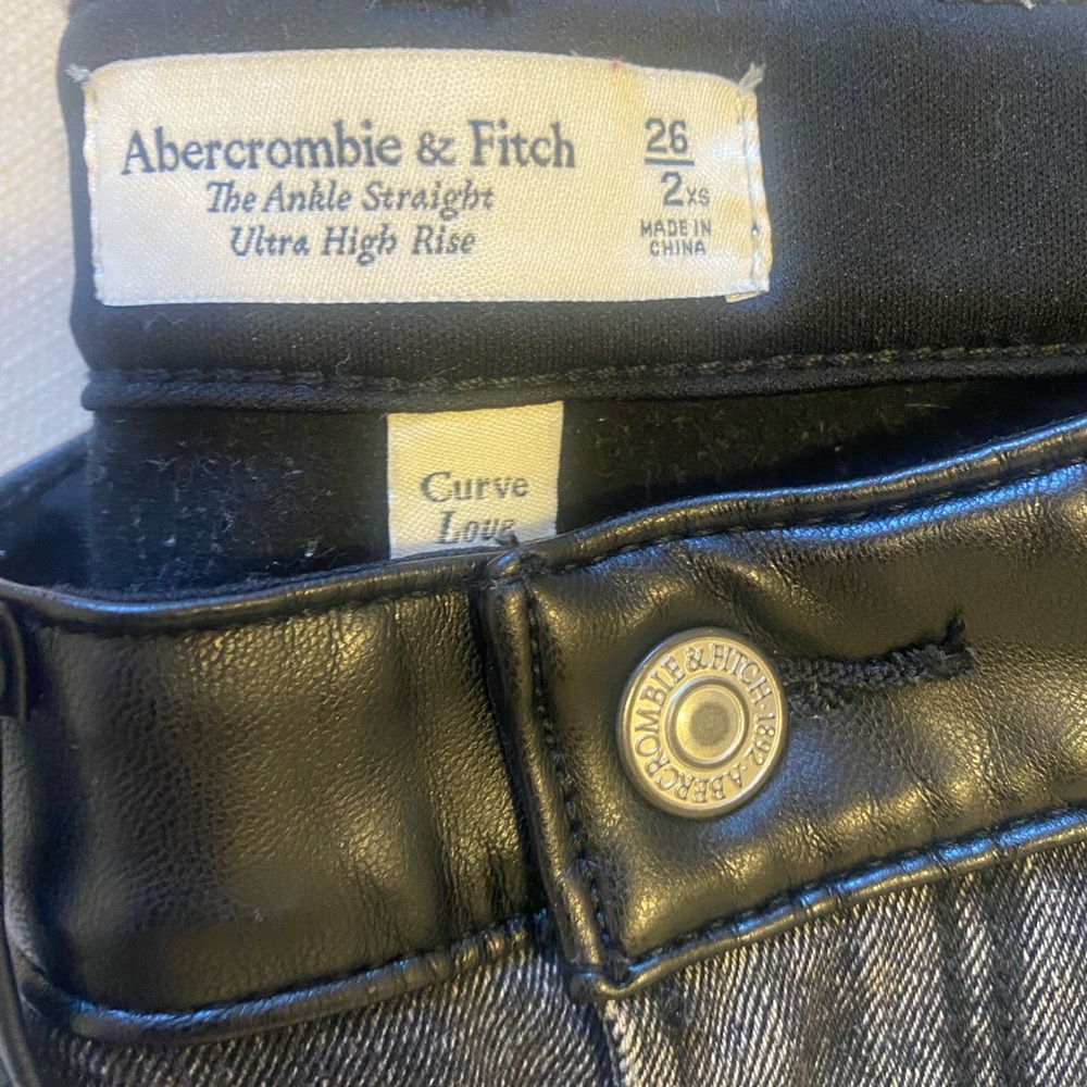 Abercrombie & Fitch Black & Leather Straight Leg Jeans